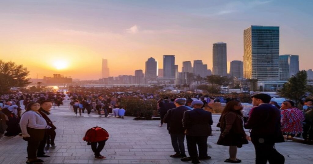 New Olim making aliyah with Tel Aviv skyline in background