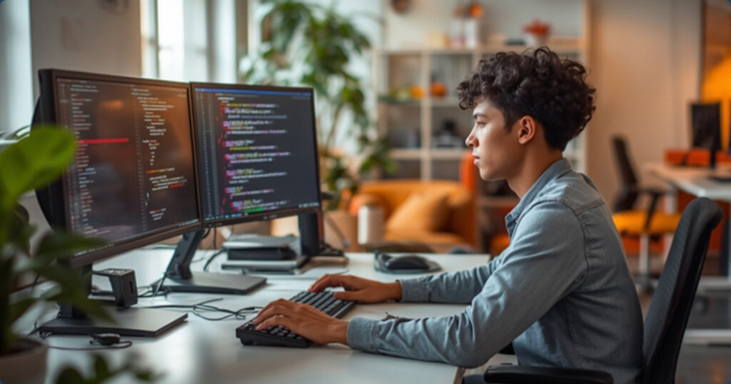 American Tech Workers Making Aliyah: Your 2026 Employment Playbook 7 Software engineer working at a multi-monitor desk