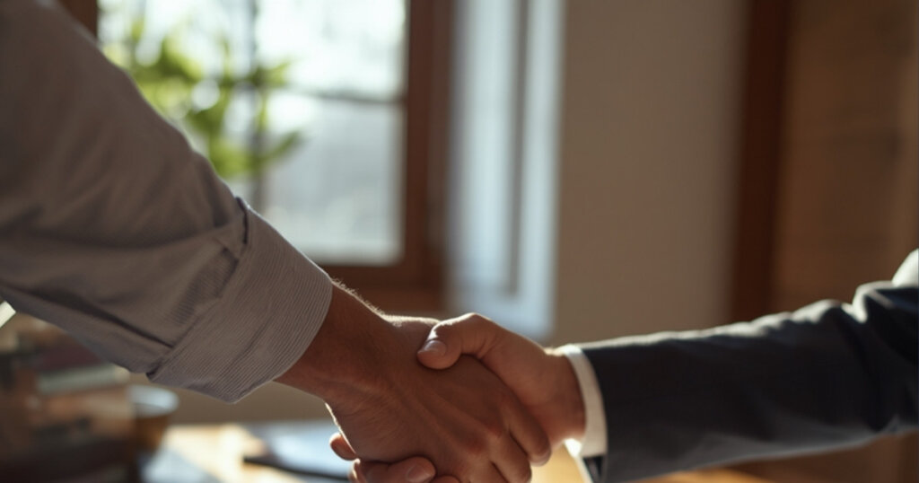 Contractor Misclassification in Israel: What Freelancers and Clients Must Know (2026) 9 Two business people shaking hands over a desk