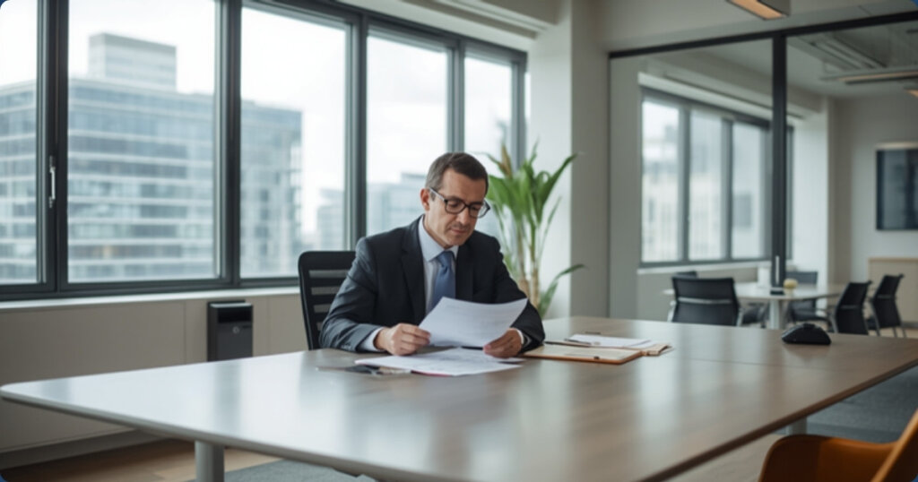 Termination of an EOR Employee in Israel: A Complete Guide for Foreign Employers 1 HR manager reviewing employee termination paperwork in a modern Tel Aviv office