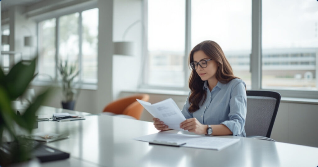 How to Hire in Israel Legally: Step-by-Step Guide for Foreign Companies (2026) 12 Professional woman reviewing employment paperwork at office desk