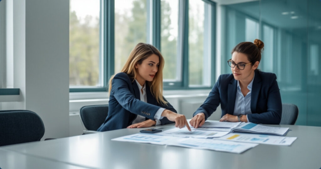 PEO vs EOR in Israel: Which Model Is Right for Your Company? 11 Two professionals comparing employment model documents