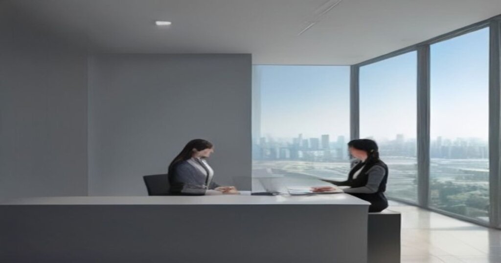 Business professionals reviewing registered office address Israel paperwork in a modern Tel Aviv office