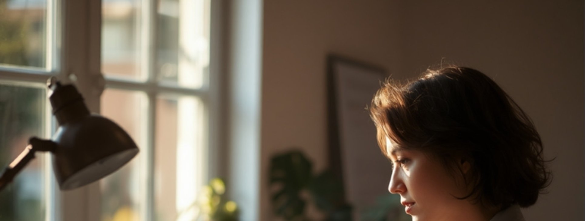Freelancer reviewing tax forms at a desk near a window