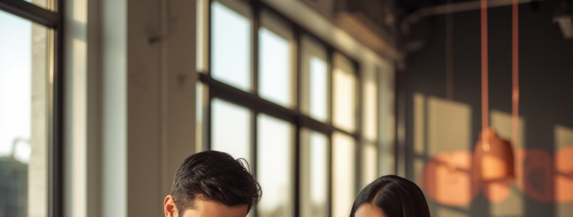 Family smiling while reviewing paperwork with an advisor