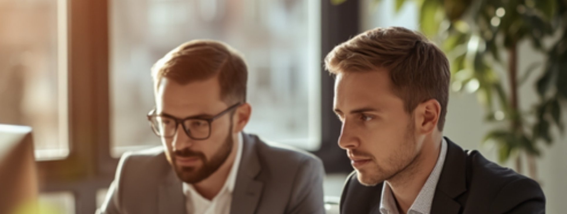 Two colleagues at a laptop in a bright office reviewing Dmei Havraah recovery pay Israel calculations for their employees