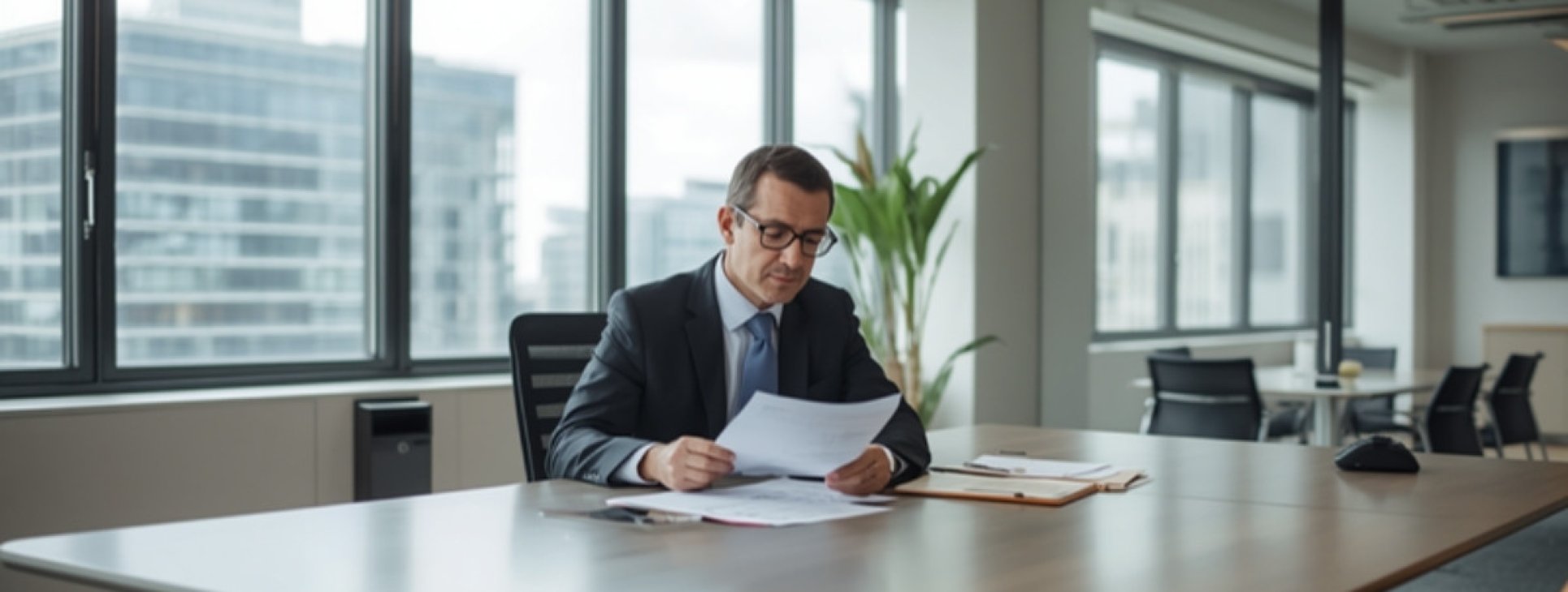 HR manager reviewing employee termination paperwork in a modern Tel Aviv office