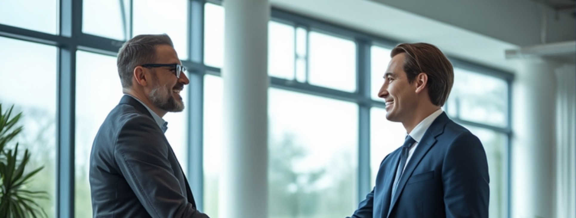 Two professionals shaking hands after a successful hiring agreement