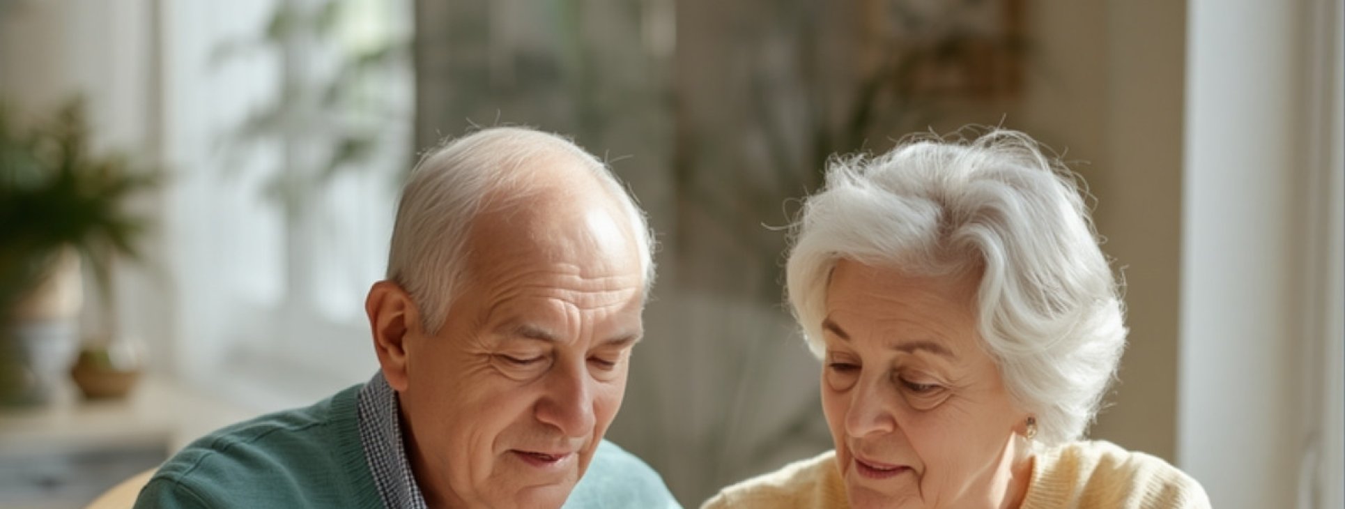 Older couple reviewing retirement and pension documents together
