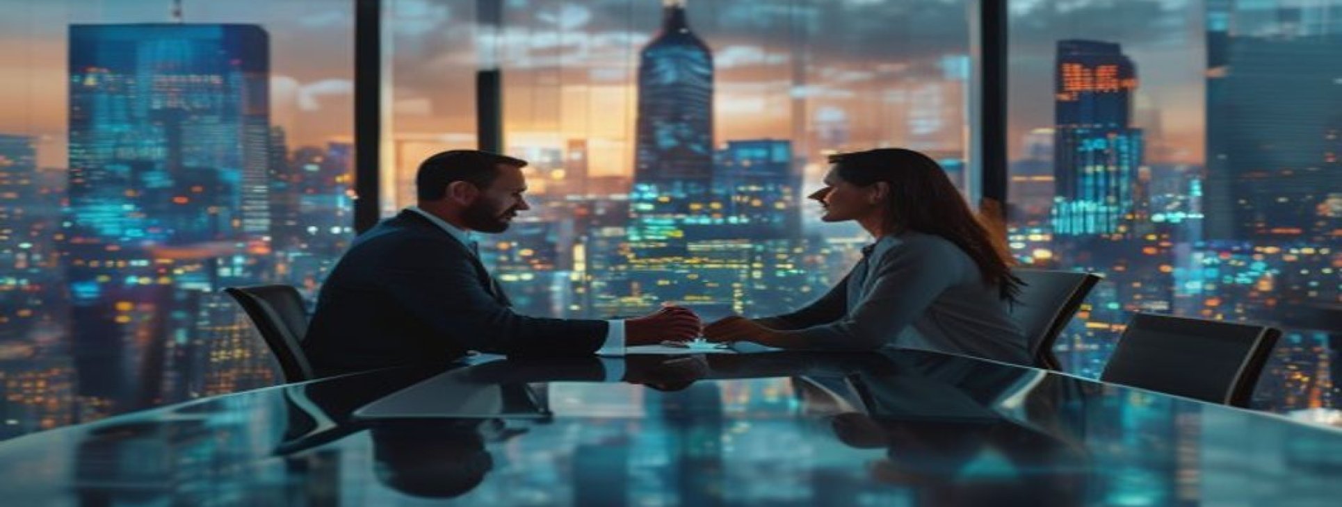 US company executive and Israeli freelancer reviewing compliance contract in Tel Aviv office